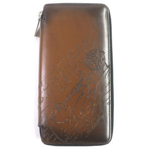 Berluti Berluti Calligraphy Leather Wallet Brown Leather Long Wallet